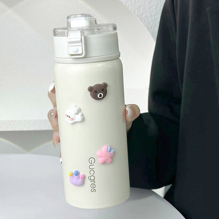 Women's Insulated Drinking Bottle with Secure Flip Closure and Playful Design Kalsten