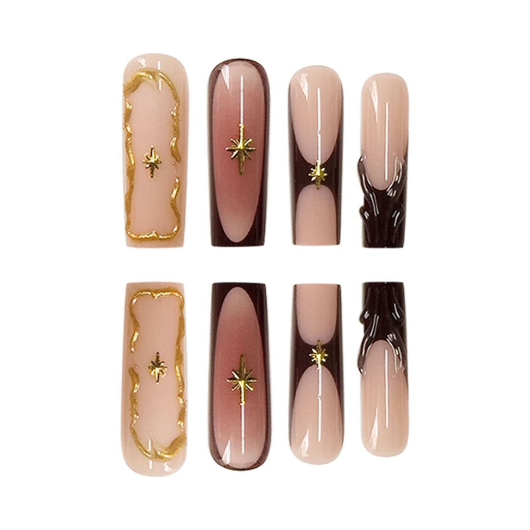 Artistic Sculpted Press-On Nails with Gold Accents Kalsten