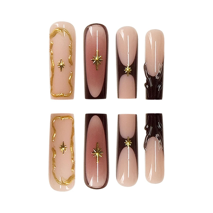 Artistic Sculpted Press-On Nails with Gold Accents Kalsten