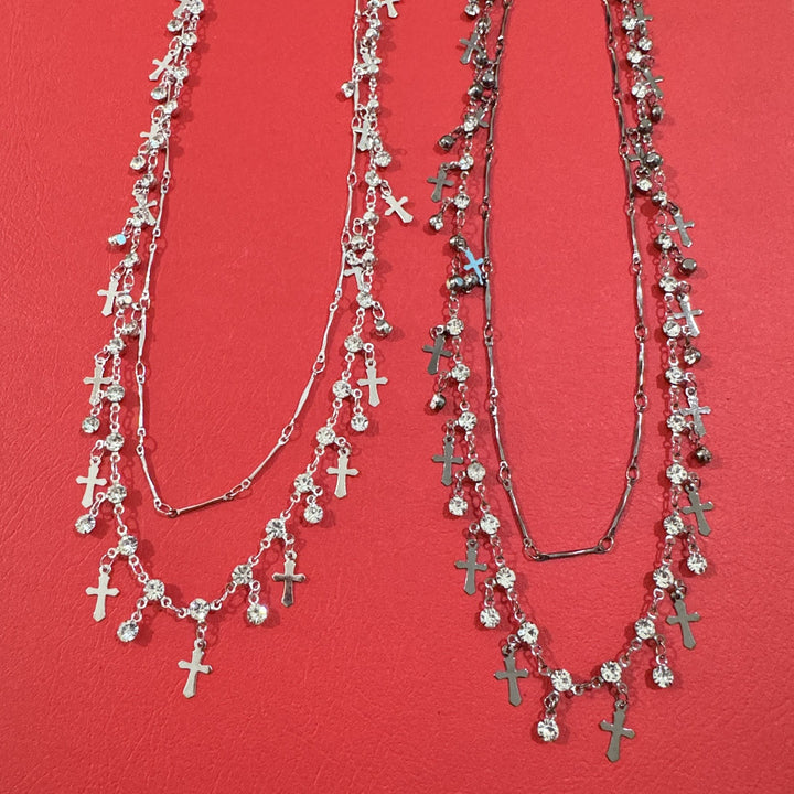 Double Layered Cross Pendant Necklace Kalsten