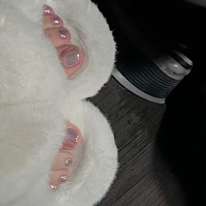 Plush Faux Fur Open-Toe Slippers Kalsten