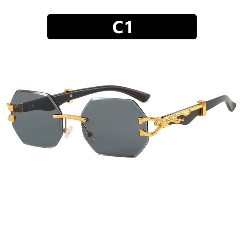 Women's fashionable sunglasses with extravagant octagonal design and golden accents Kalsten
