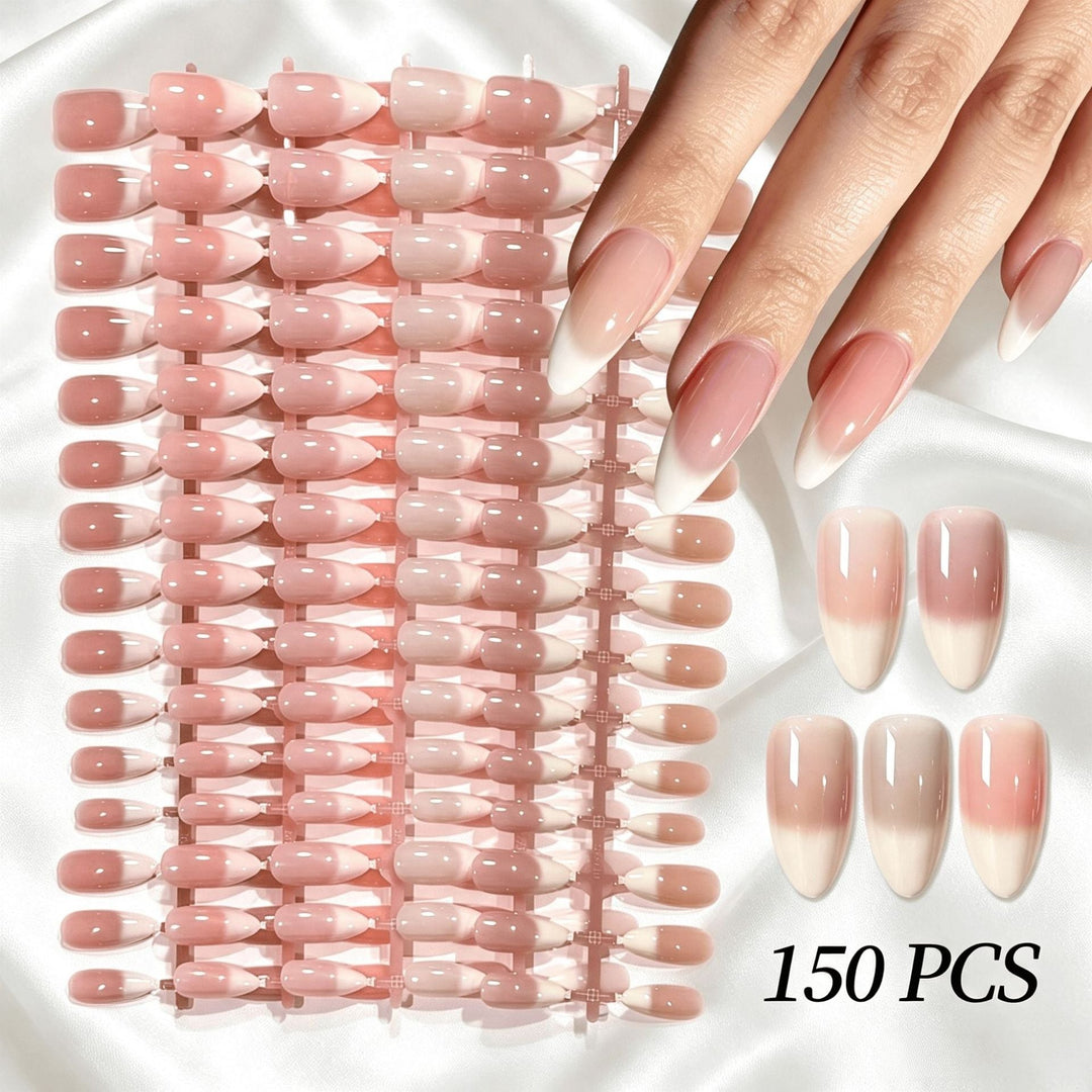 Removable Press-On Nail Set with French Tip Design Kalsten