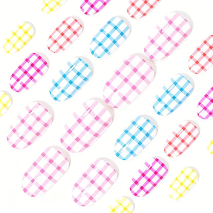 Chic Gingham Pattern Nail Art Wraps Acalora