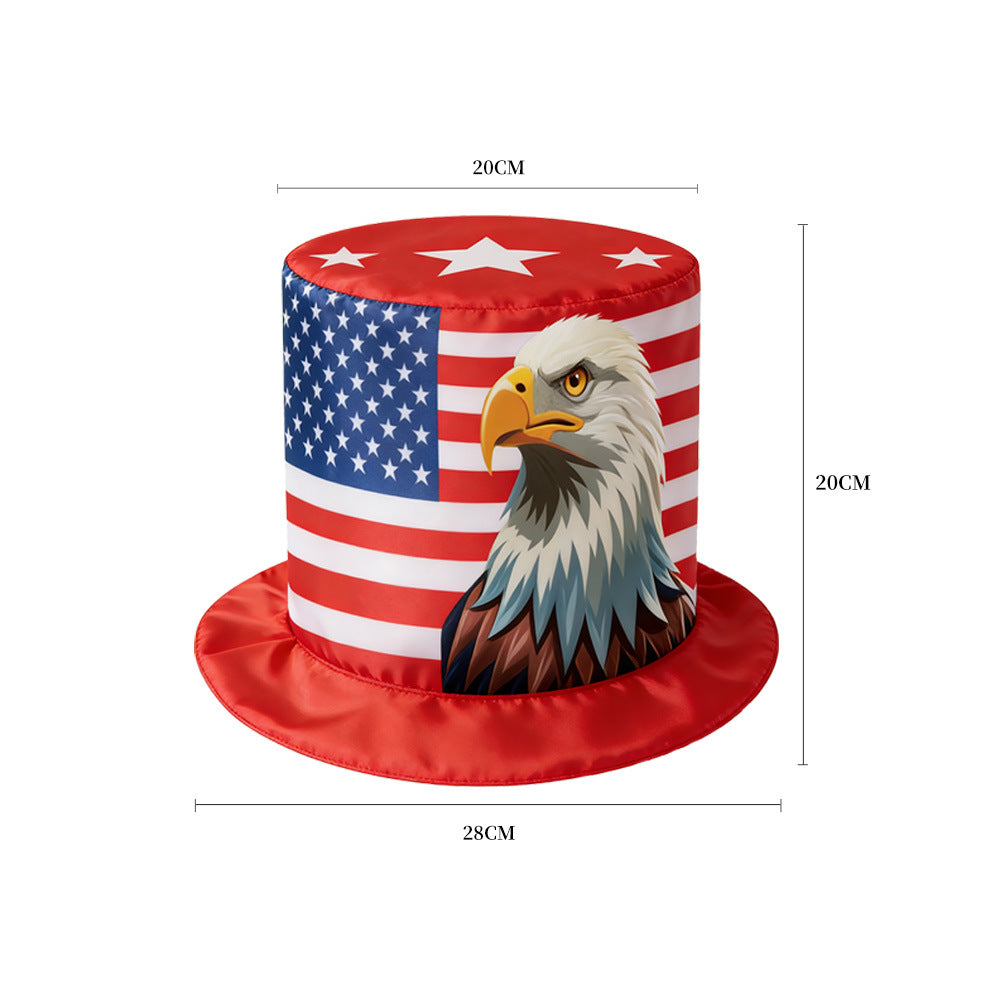 Unisex nan large cylinder party hat made of satin with star applications and stiff brim Kalsten