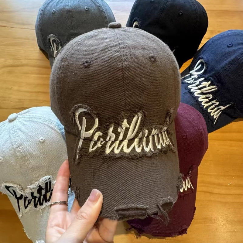 Unisex Distressed Cotton Baseball Cap Kalsten