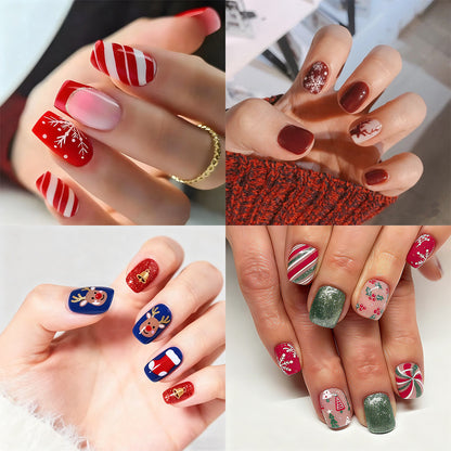 Artificial nail set with festive Christmas design and creative motifs Acalora