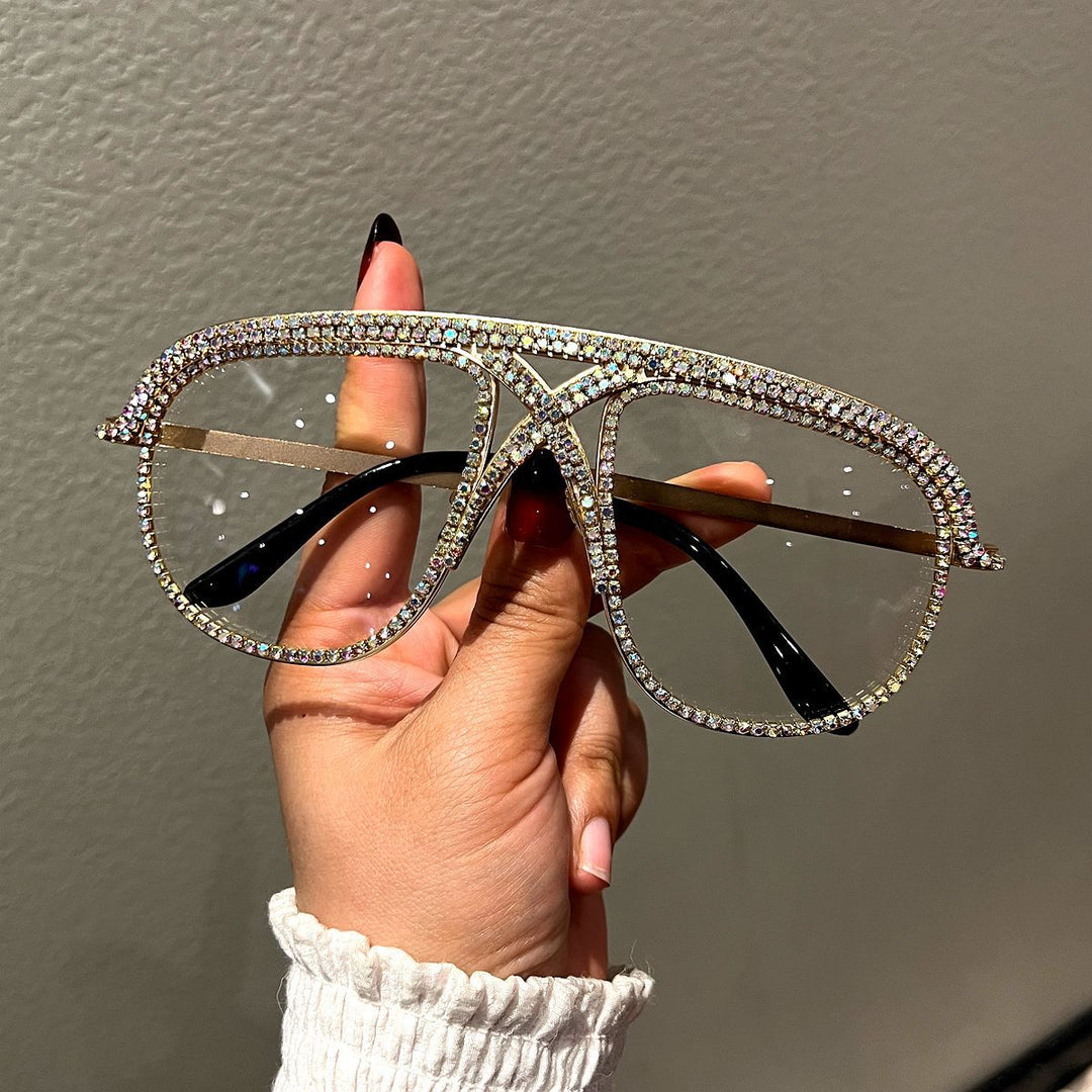 Women's Glamorous oversized Sunglasses with sparkling Crystal frame Kalsten