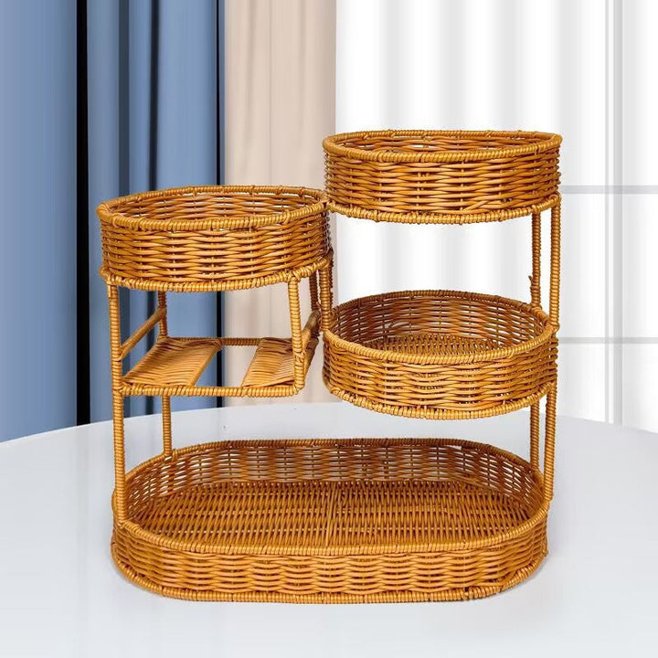 Unisex Rattan Shelf with Three Levels Kalsten