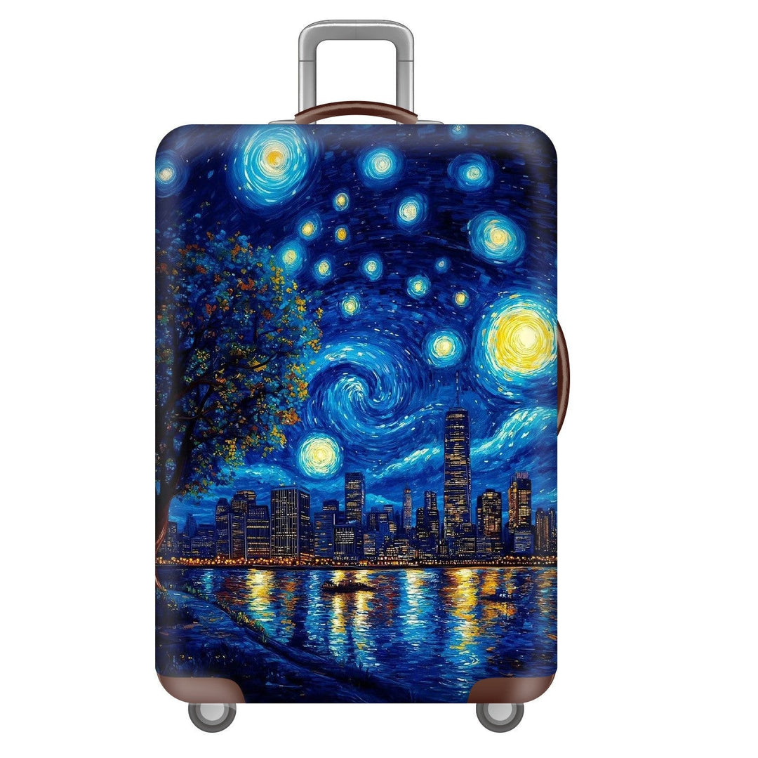 Unisex nano elastic suitcase cover with starry sky city motif, stretch protective cover for trolley luggage Kalsten