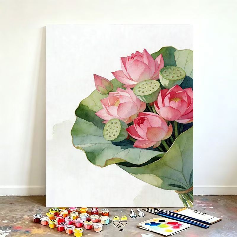 Watercolor Lotus Flower Canvas Art Kit Kalsten