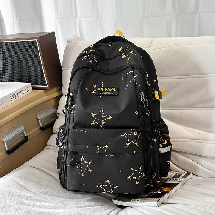 Urban Minimalist Star-Print School Backpack
