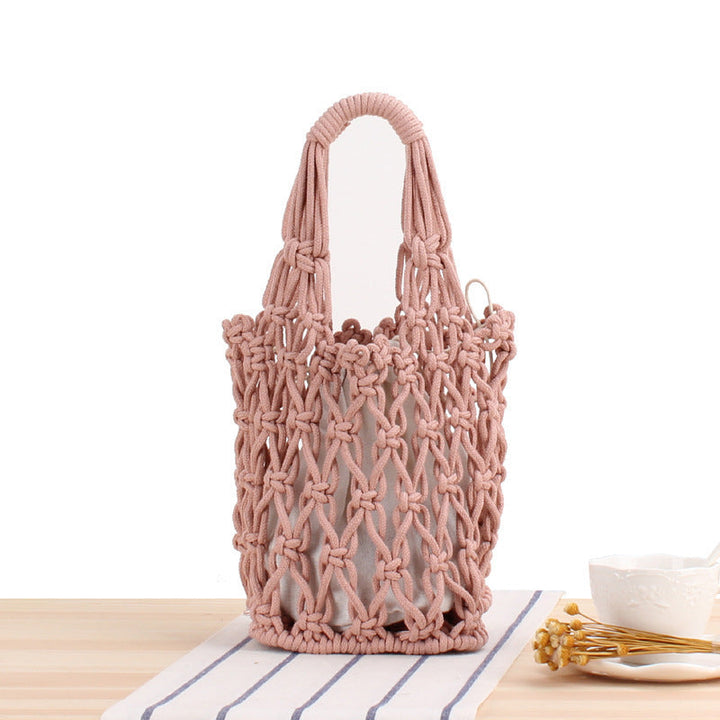 Macrame Tote Bag with Modern Mesh Design Kalsten