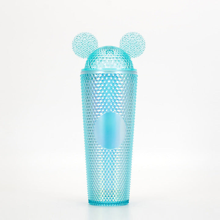 Studded Textured Reusable Tumbler With Decorative Ear-Top Screw Lid