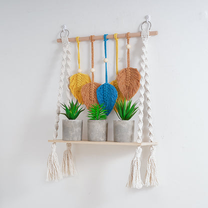 Macrame Leaf Wall Hanging Shelf Acalora