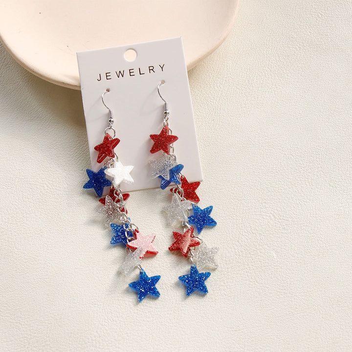 Ladies nan long glitter earrings with multi-layered star cascade Kalsten