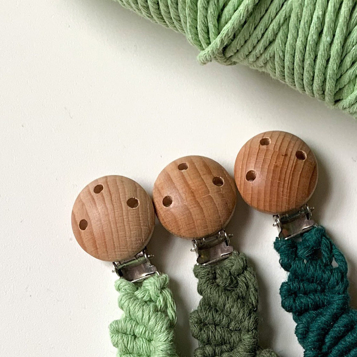 Macrame Keychain Holder with Wooden Accents Acalora