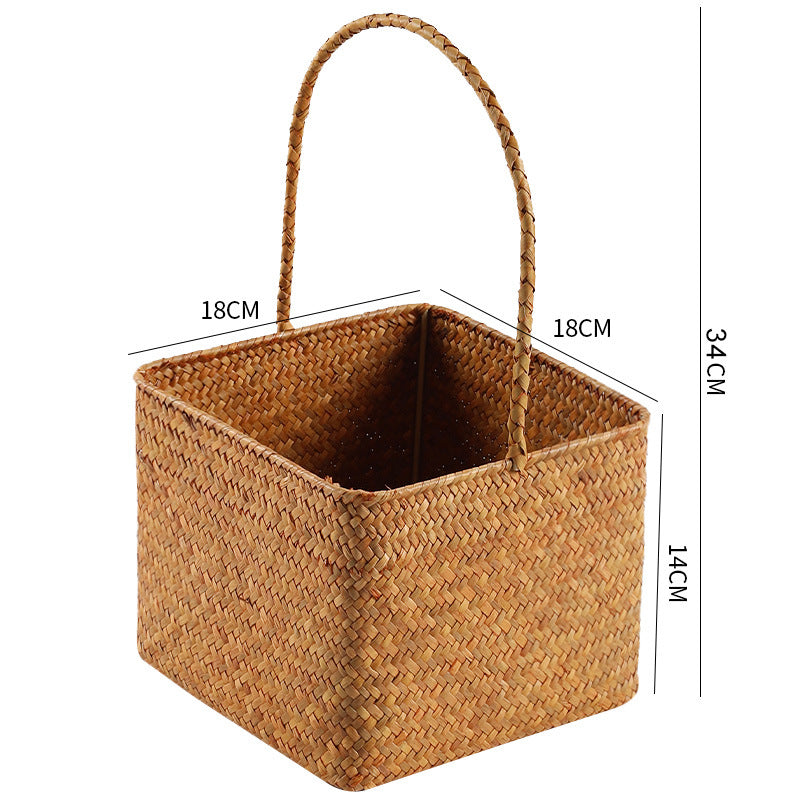 Handwoven Natural Fiber Carrying Basket Kalsten