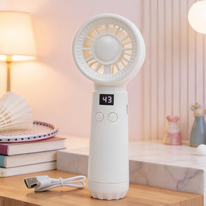 Women's Portable USB Hand Fan with Temperature Display Kalsten