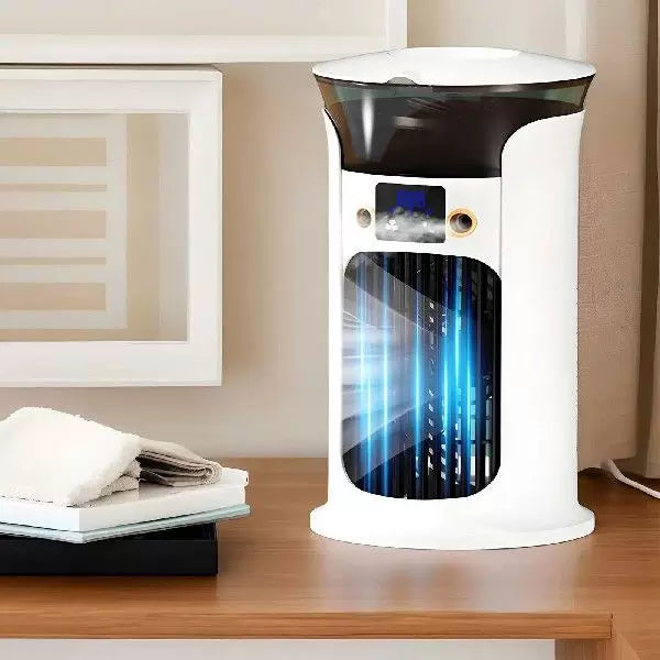 Unisex one size compact cylindrical digital personal cooling fan with programmable LED display and multi-stage speed settings Kalsten