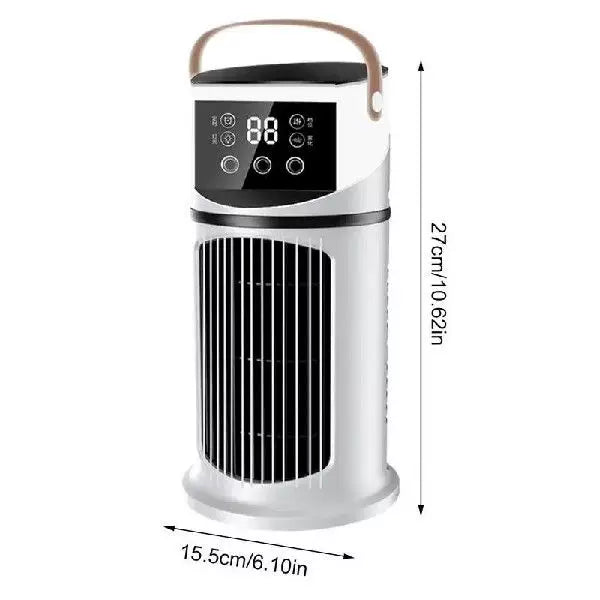 Unisex One Size Rechargeable Tower Climate Fan with Touch LED Control Integrated Moistening Reservoir and Leather Carry Handle Kalsten