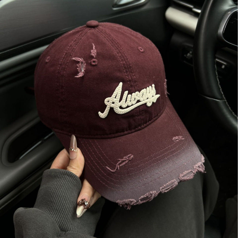 Women's Distressed Denim Style Baseball Cap Kalsten