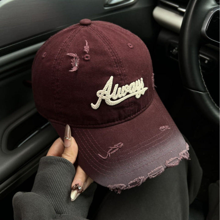 Women's Distressed Denim Style Baseball Cap Kalsten