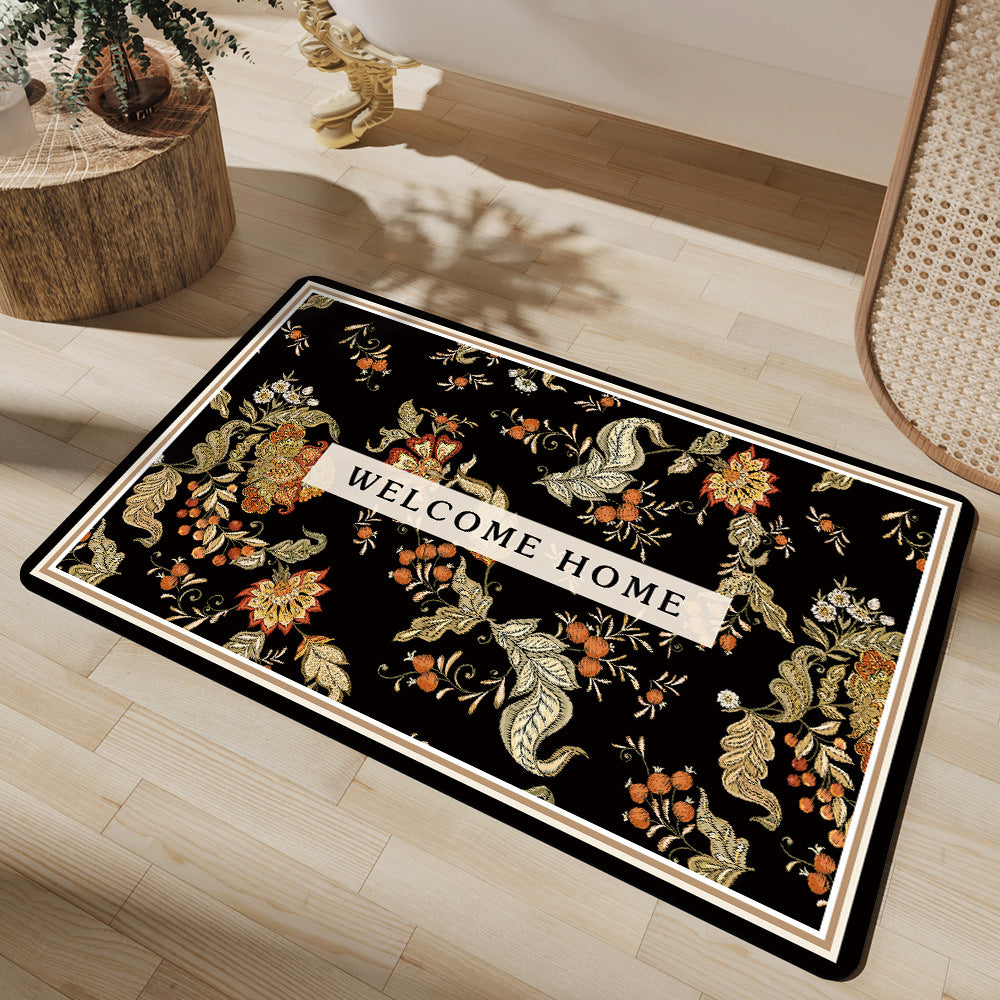 Vintage Floral Pattern Bath Mat Acalora