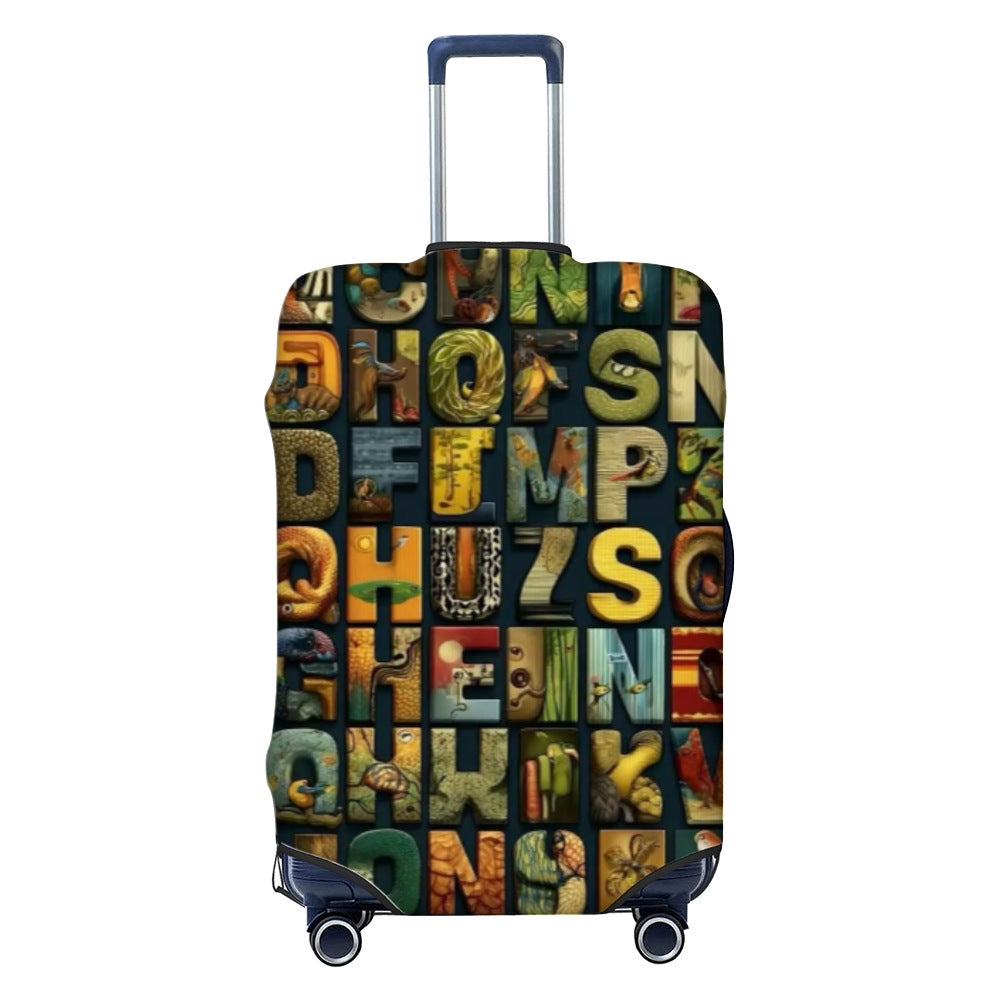 Unisex nan elastic luggage cover with geometric design, stretchable polyester-spandex fabric, zipper opening and non-slip inner securement for trolley Kalsten
