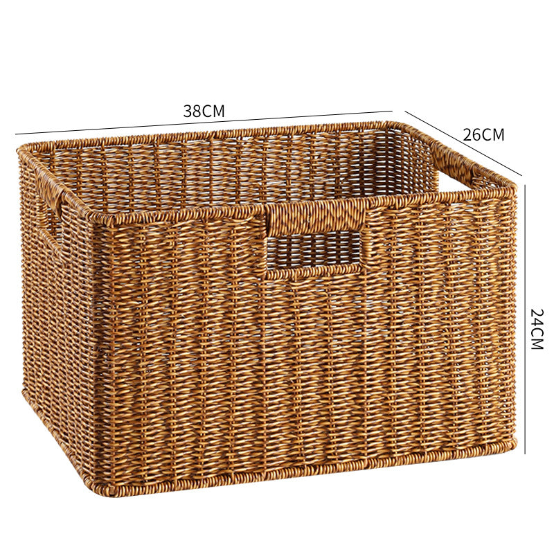 Woven Storage Basket with Ergonomic Cutout Handles Kalsten