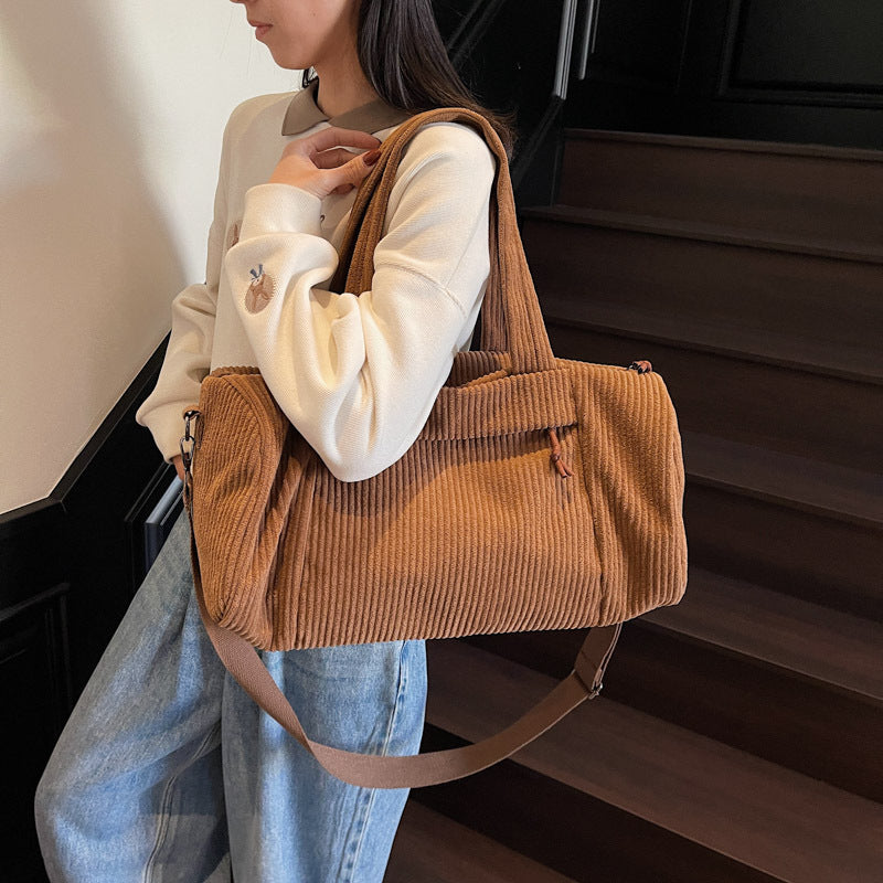 Sporty Travel Bag Made of Soft Cord Material with Adjustable Shoulder Strap Kalsten