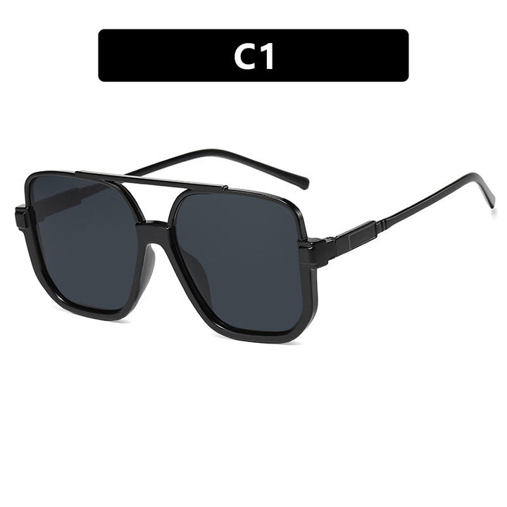 Women's square sunglasses with transparent frame and green tinted lenses Kalsten