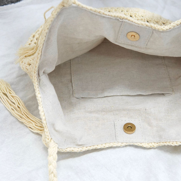 Macrame Beach Bag with Fringe Details Kalsten