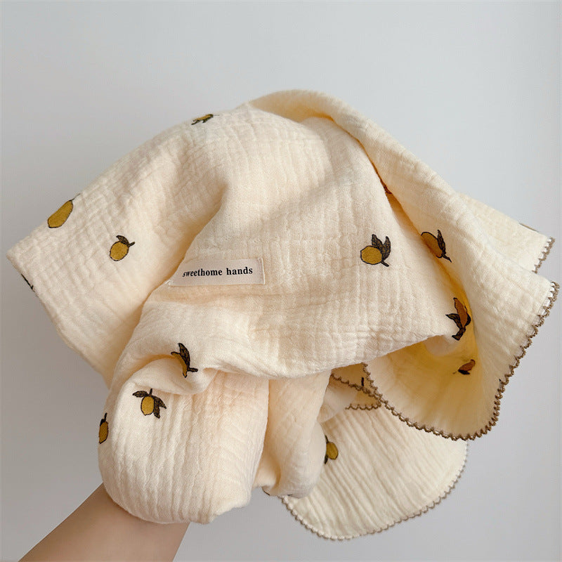 Unisex Cozy Muslin Blanket with Delicate Flower Pattern Kalsten