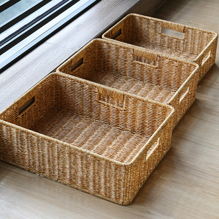 Handcrafted Large Rectangular Wicker Storage Basket Kalsten