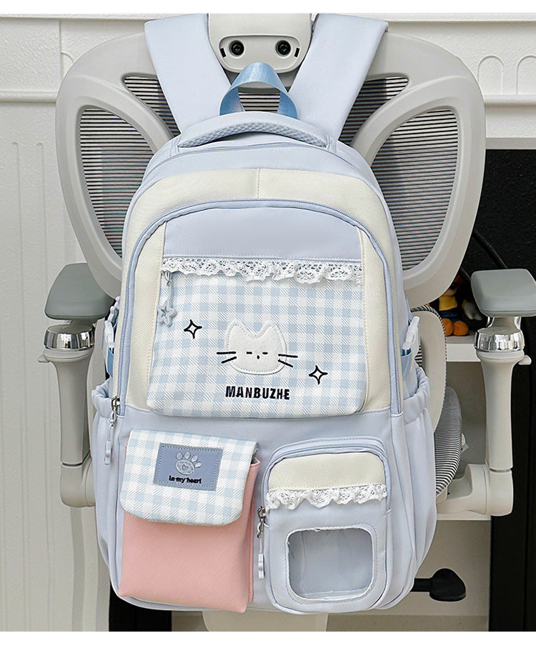 Cute Character Design Multi-Pocket School Backpack