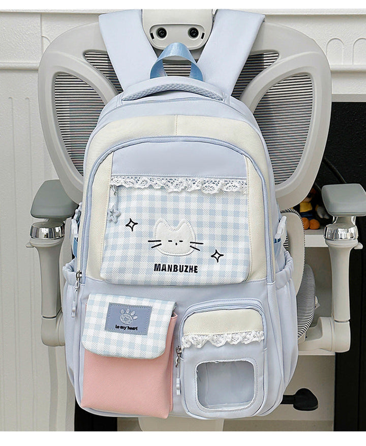 Cute Character Design Multi-Pocket School Backpack