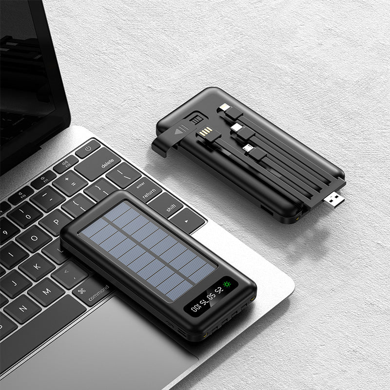 Portable solar power bank with integrated charging cable and digital display Kalsten