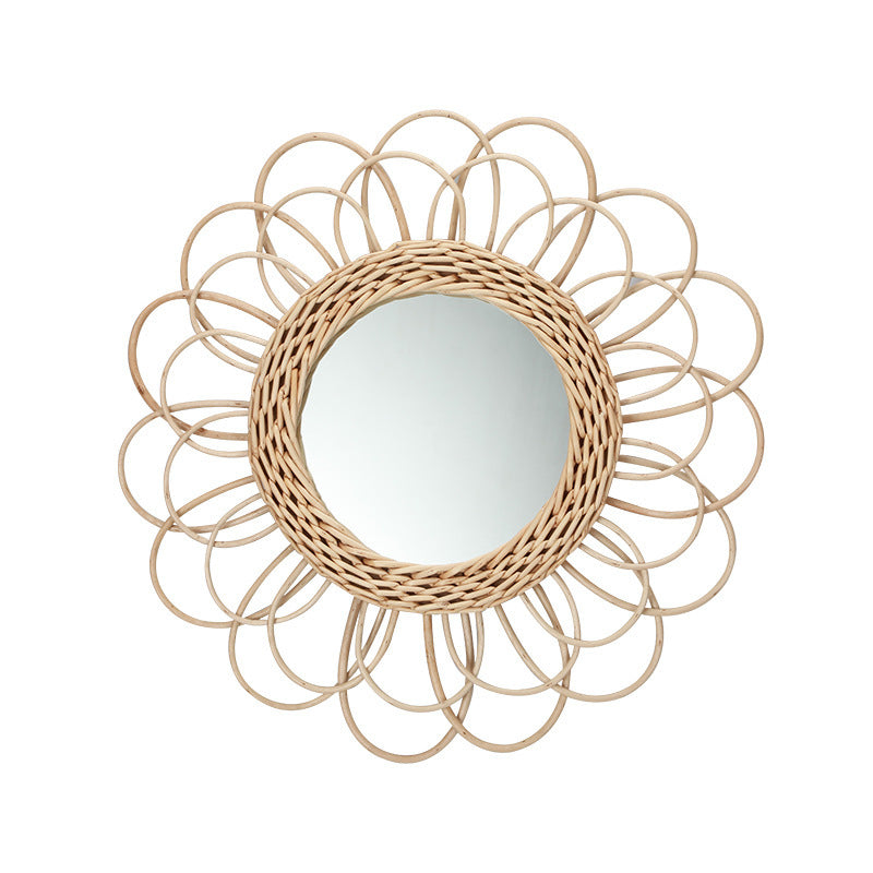 More Elegant Round Wall Mirror Made of Natural Rattan Acalora
