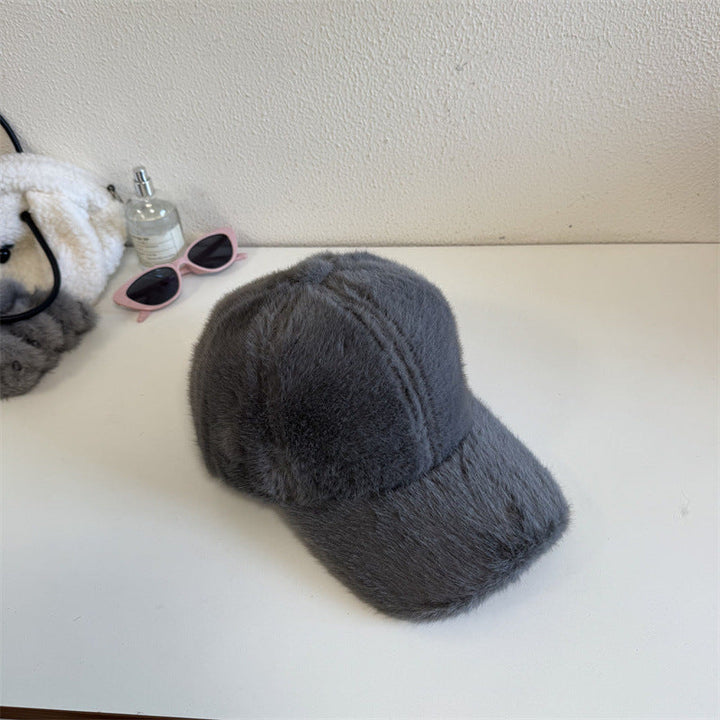 Unisex Plush Faux Fur Baseball Cap Kalsten