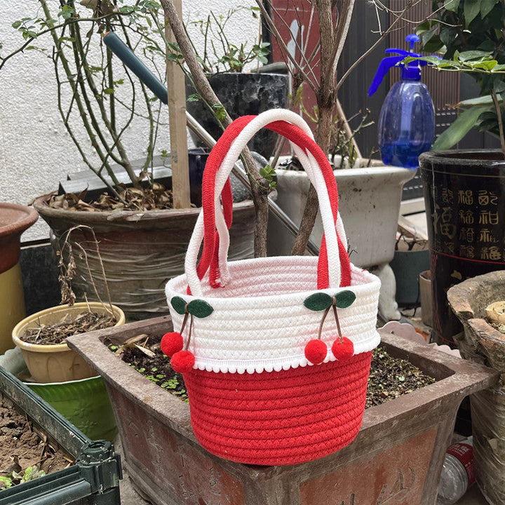 Ladies Playful Storage Basket with Pom-Pom Decoration Kalsten