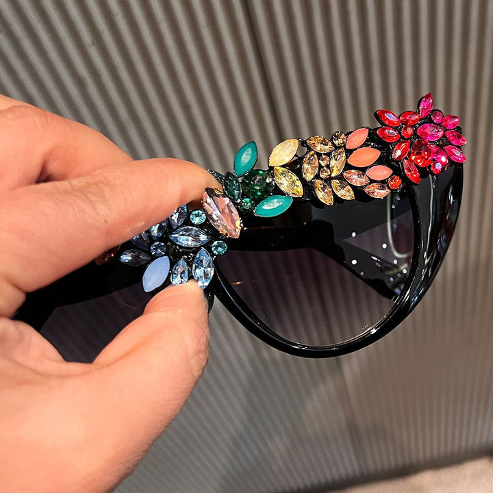 Women Cat-Eye Sunglasses with Luxurious Crystal Decoration Kalsten