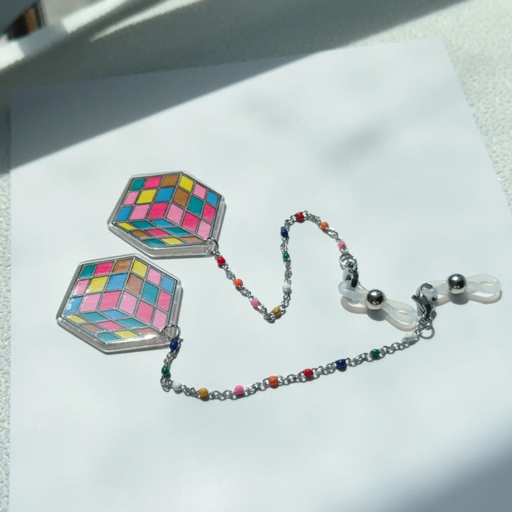 Colorful Rubik's Cube Dangle Earrings Kalsten