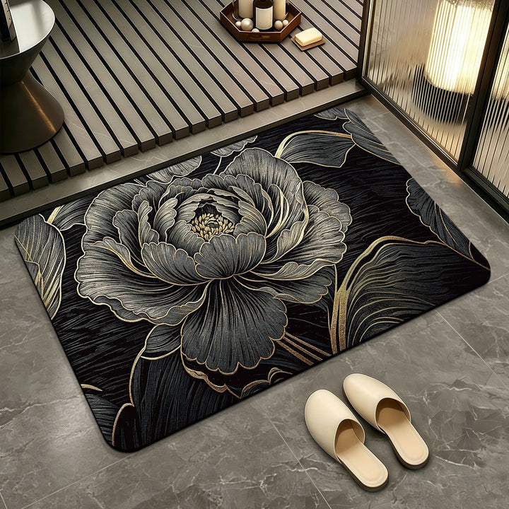 Elegant Floral Patterned Bath Mat Kalsten