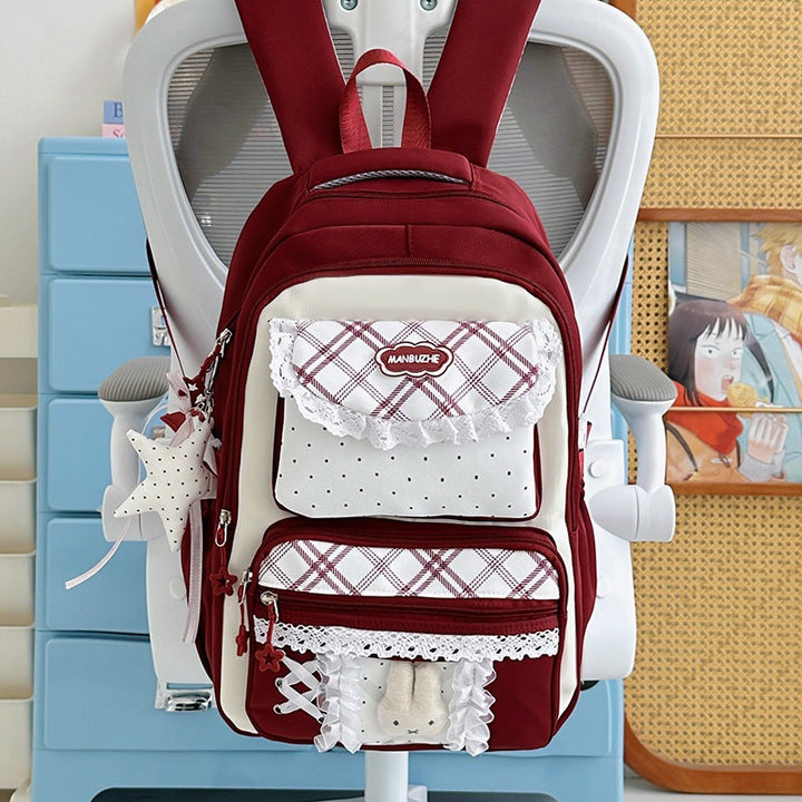 Fashion-Forward Ruffled Flap School Backpack