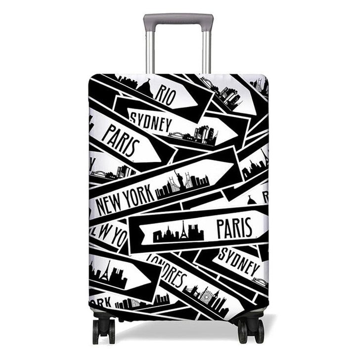 Unisex nan elastic Suitcase Cover with urban Doodle pattern, zipper and all-round protection for 4-wheel trolleys Kalsten