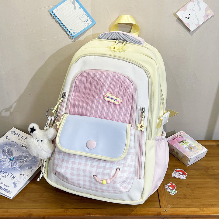 Playful Gingham Patterned School Backpack