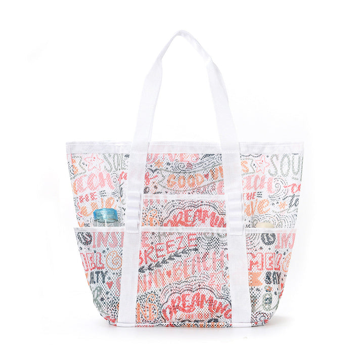 Mesh Beach Bag with Colorful Design Kalsten