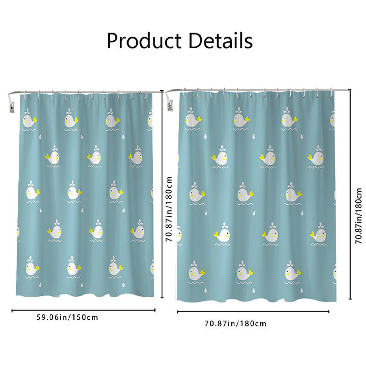 Playful Whale Theme Shower Curtain Kalsten