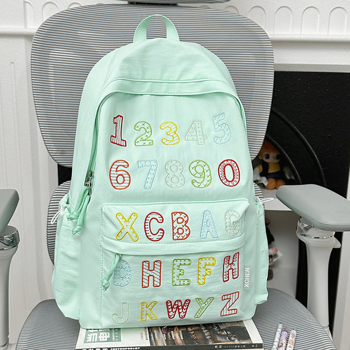 Playful Alphabet Embroidered Backpack